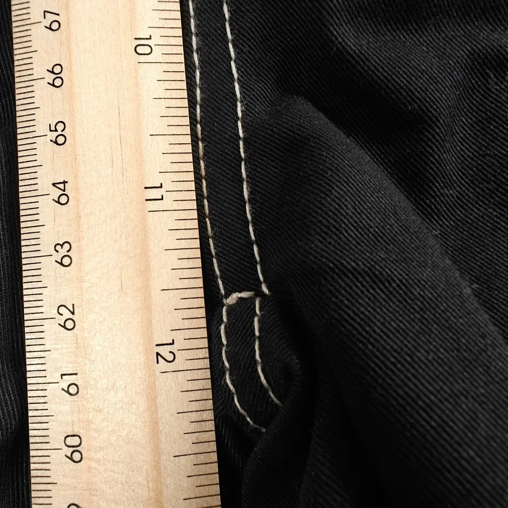 NWT 33 True Religion Mens Bobby Baggy Cargo Pant Jet Black WhiteStitch 700248N30